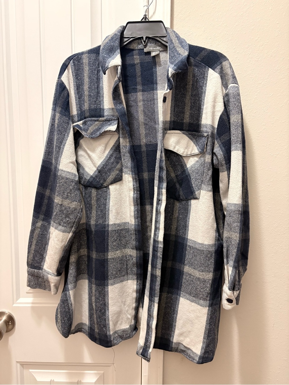 Primark Navy and White Plaid Shacket